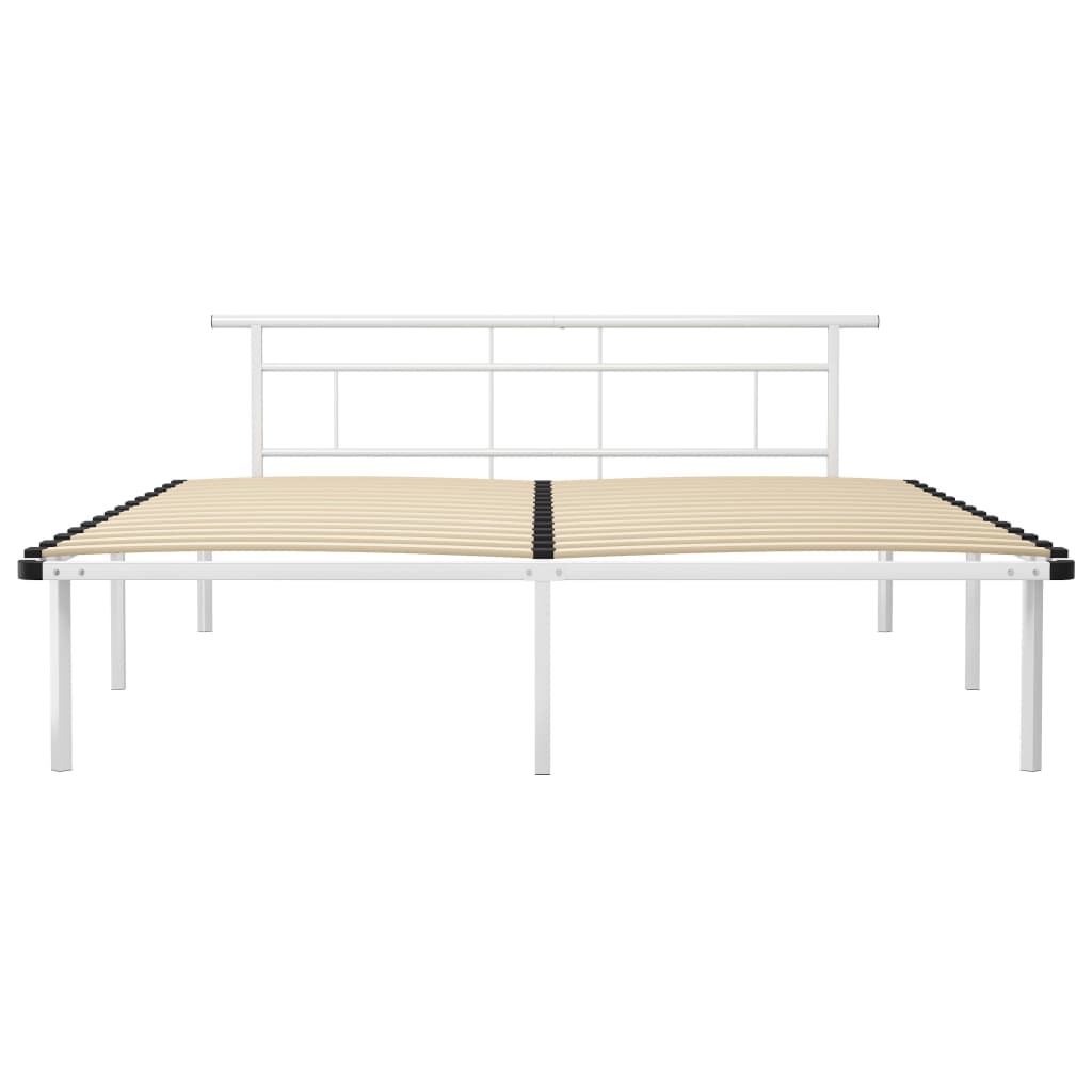 Cadre de lit sans matelas blanc métal 200x200 cm - XIOS