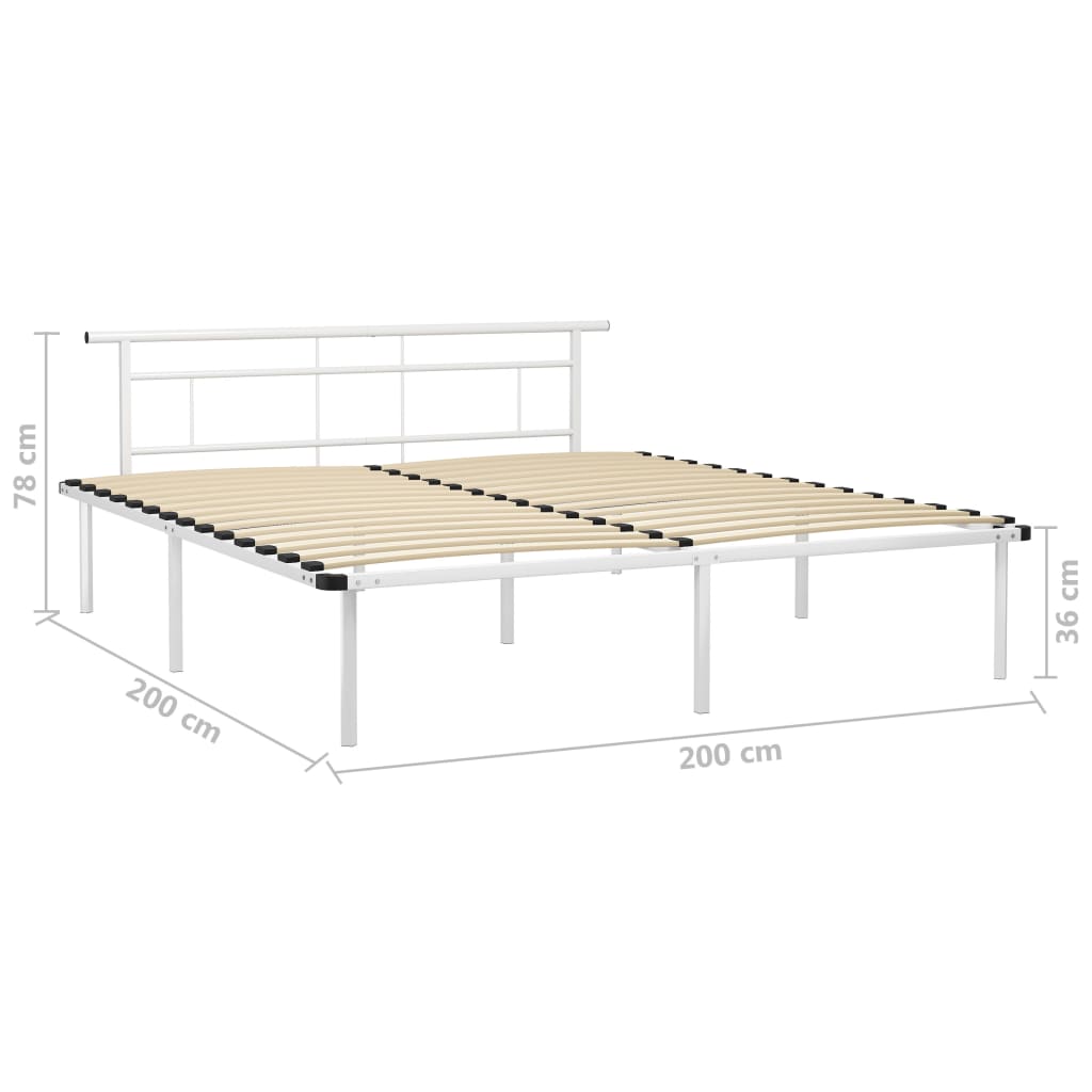 Cadre de lit sans matelas blanc métal 200x200 cm - XIOS