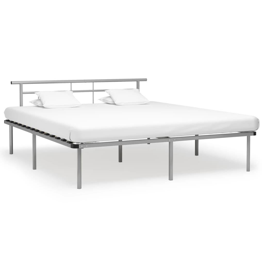 Cadre de lit sans matelas gris métal 200x200 cm - XIOS