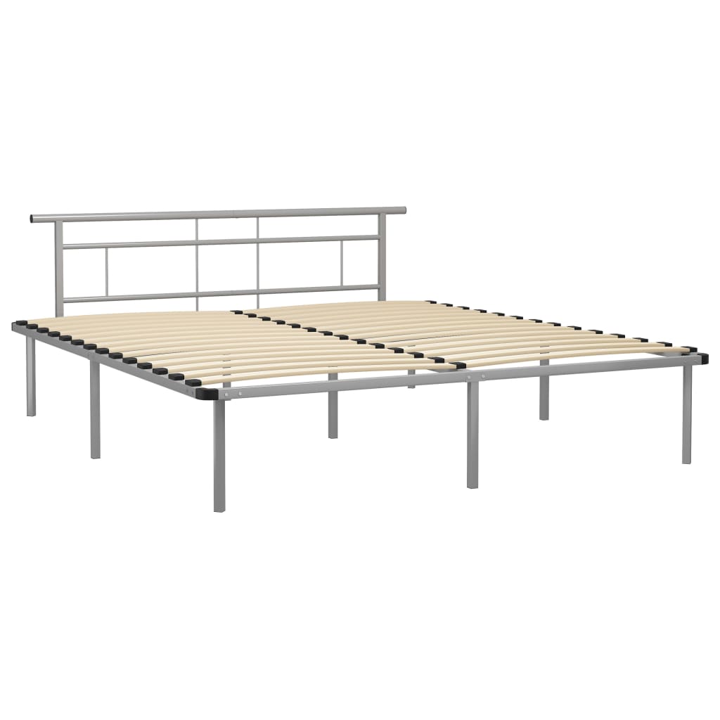 Cadre de lit sans matelas gris métal 200x200 cm - XIOS