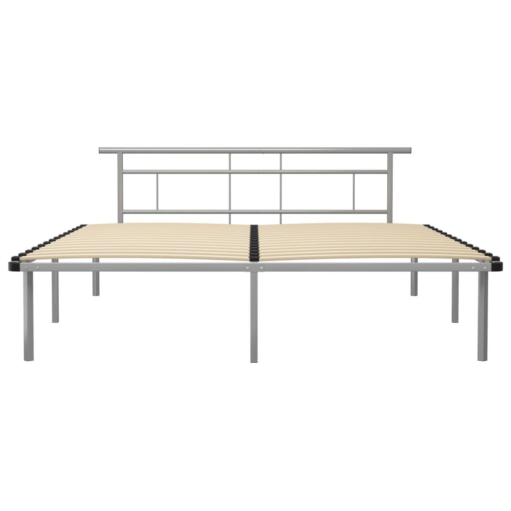 Cadre de lit sans matelas gris métal 200x200 cm - XIOS