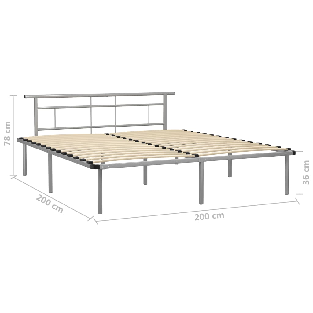 Cadre de lit sans matelas gris métal 200x200 cm - XIOS