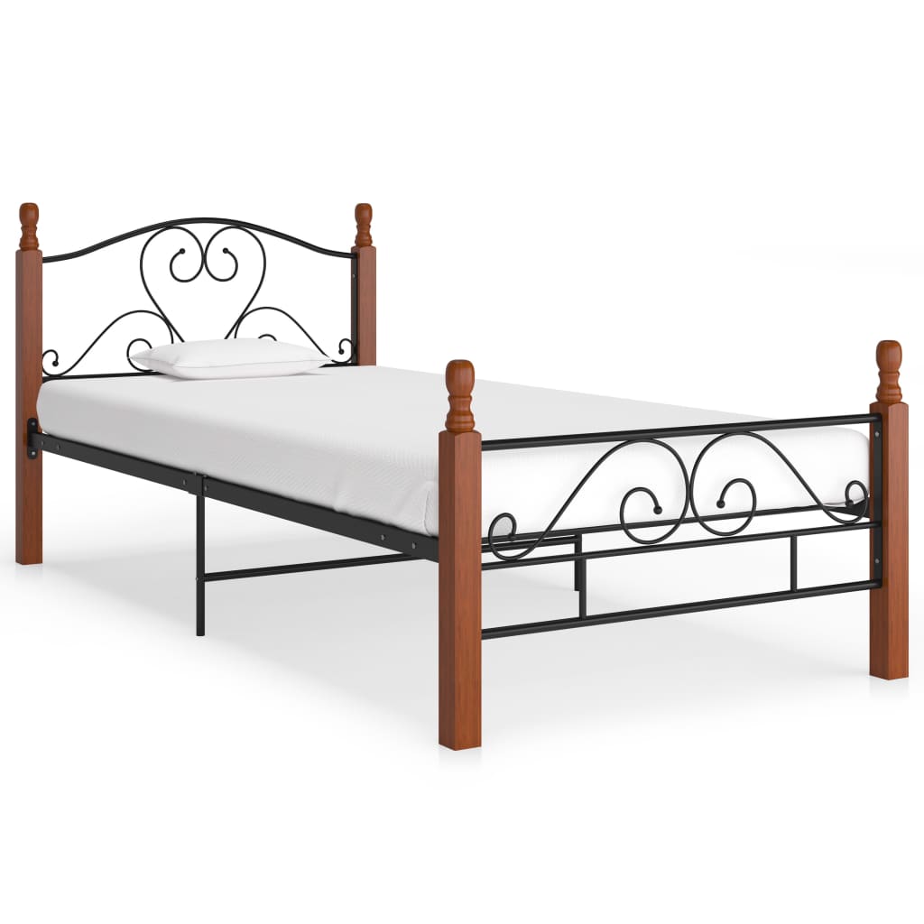 Cadre de lit sans matelas noir métal 90x200 cm - XIOS