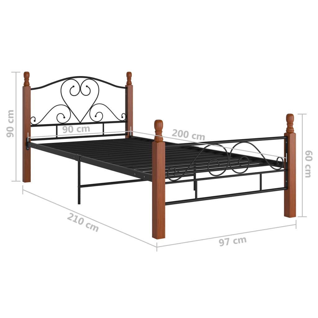 Cadre de lit sans matelas noir métal 90x200 cm - XIOS