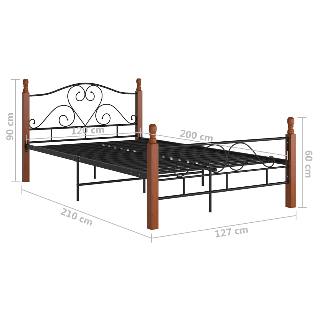 Cadre de lit sans matelas noir métal 120x200 cm - XIOS