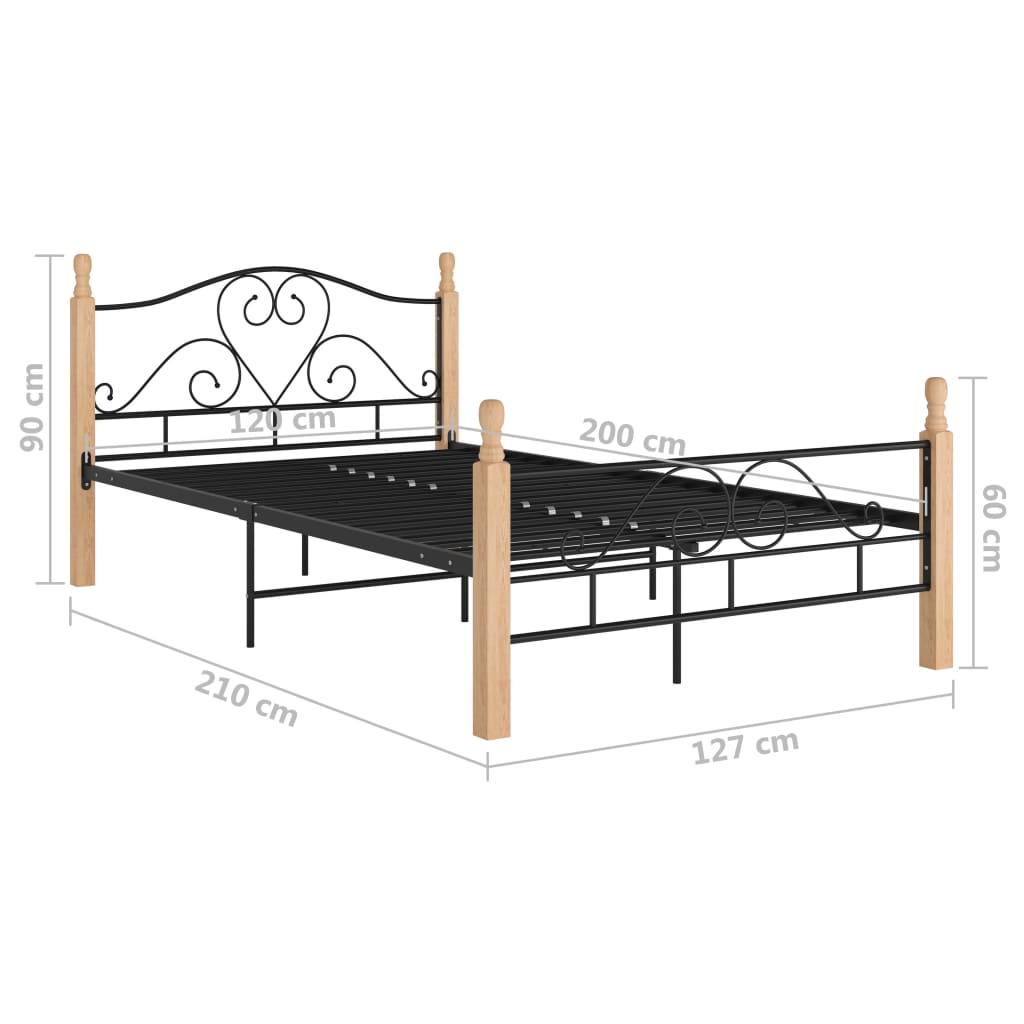 Cadre de lit sans matelas noir métal 120x200 cm - XIOS