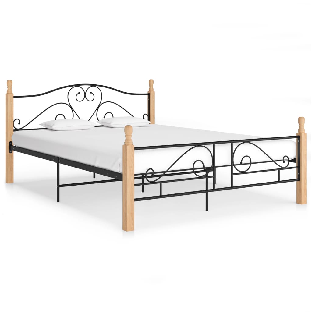 Cadre de lit avec tête de lit sans matelas noir 140x200cm métal - XIOS