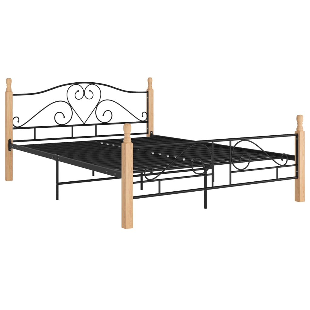 Cadre de lit avec tête de lit sans matelas noir 140x200cm métal - XIOS