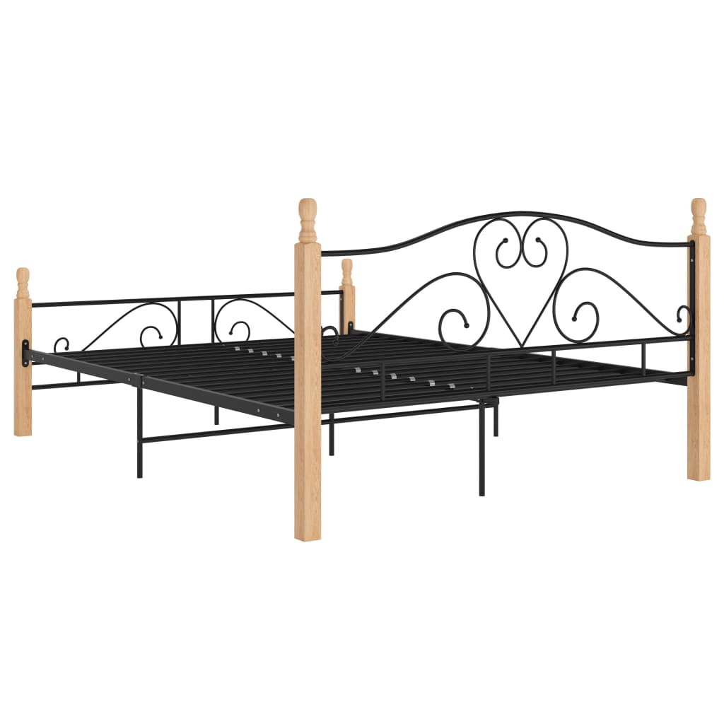 Cadre de lit avec tête de lit sans matelas noir 140x200cm métal - XIOS