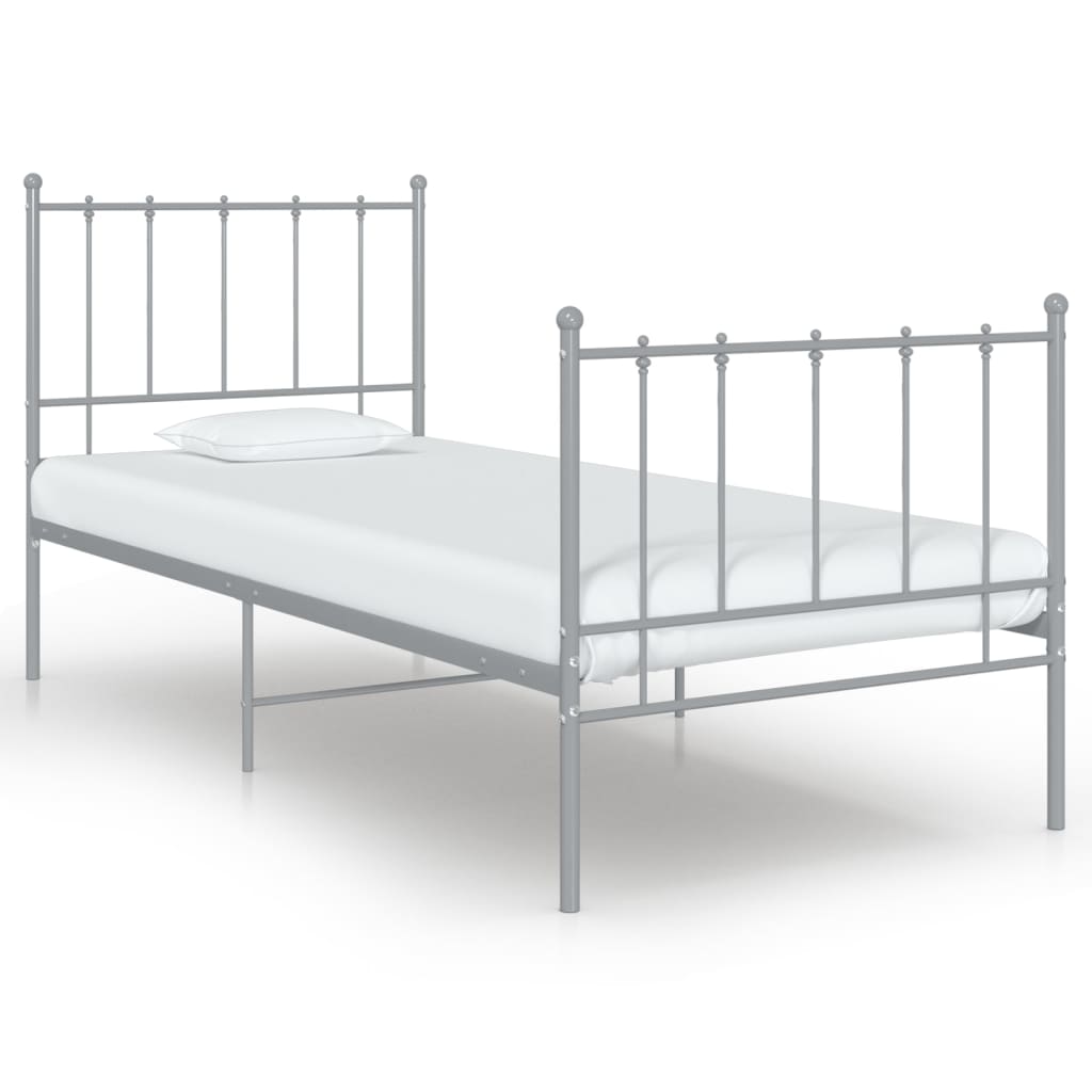 Cadre de lit sans matelas gris métal 100x200 cm - XIOS