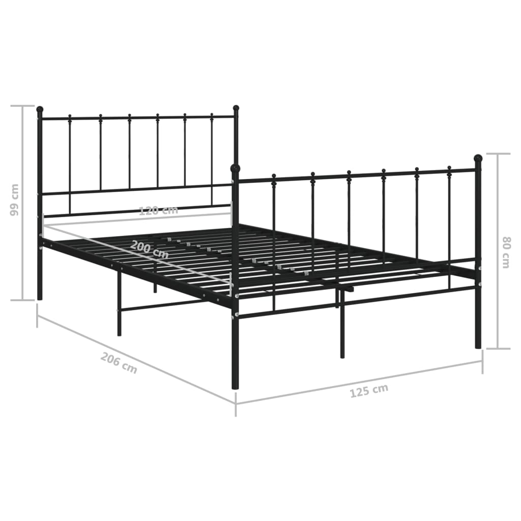 Cadre de lit sans matelas noir métal 120x200 cm - XIOS