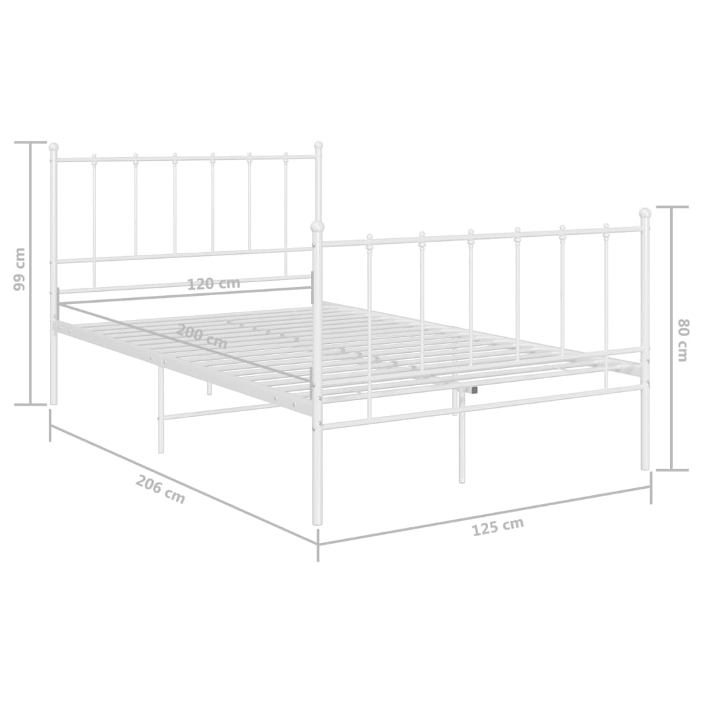 Cadre de lit sans matelas blanc métal 120x200 cm - XIOS