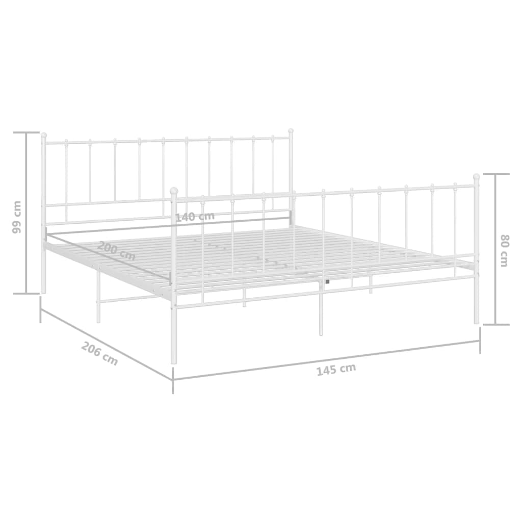 Cadre de lit sans matelas blanc métal 140x200 cm - XIOS