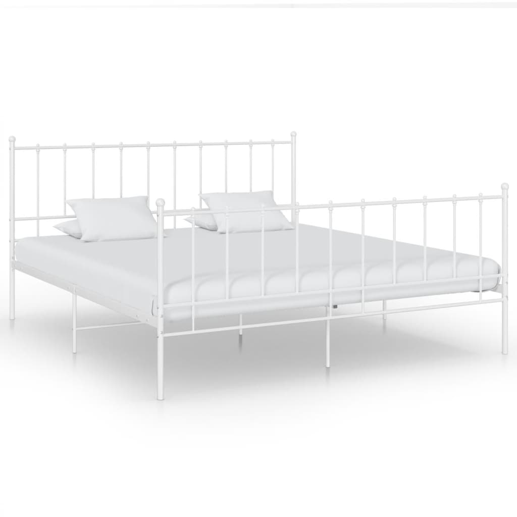 Cadre de lit sans matelas blanc métal 180x200 cm - XIOS