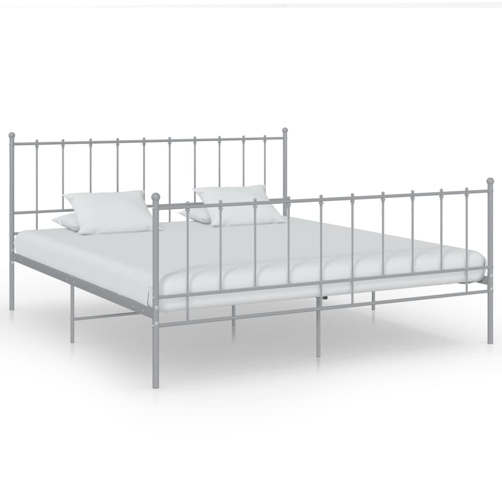 Cadre de lit sans matelas gris métal 200x200 cm - XIOS