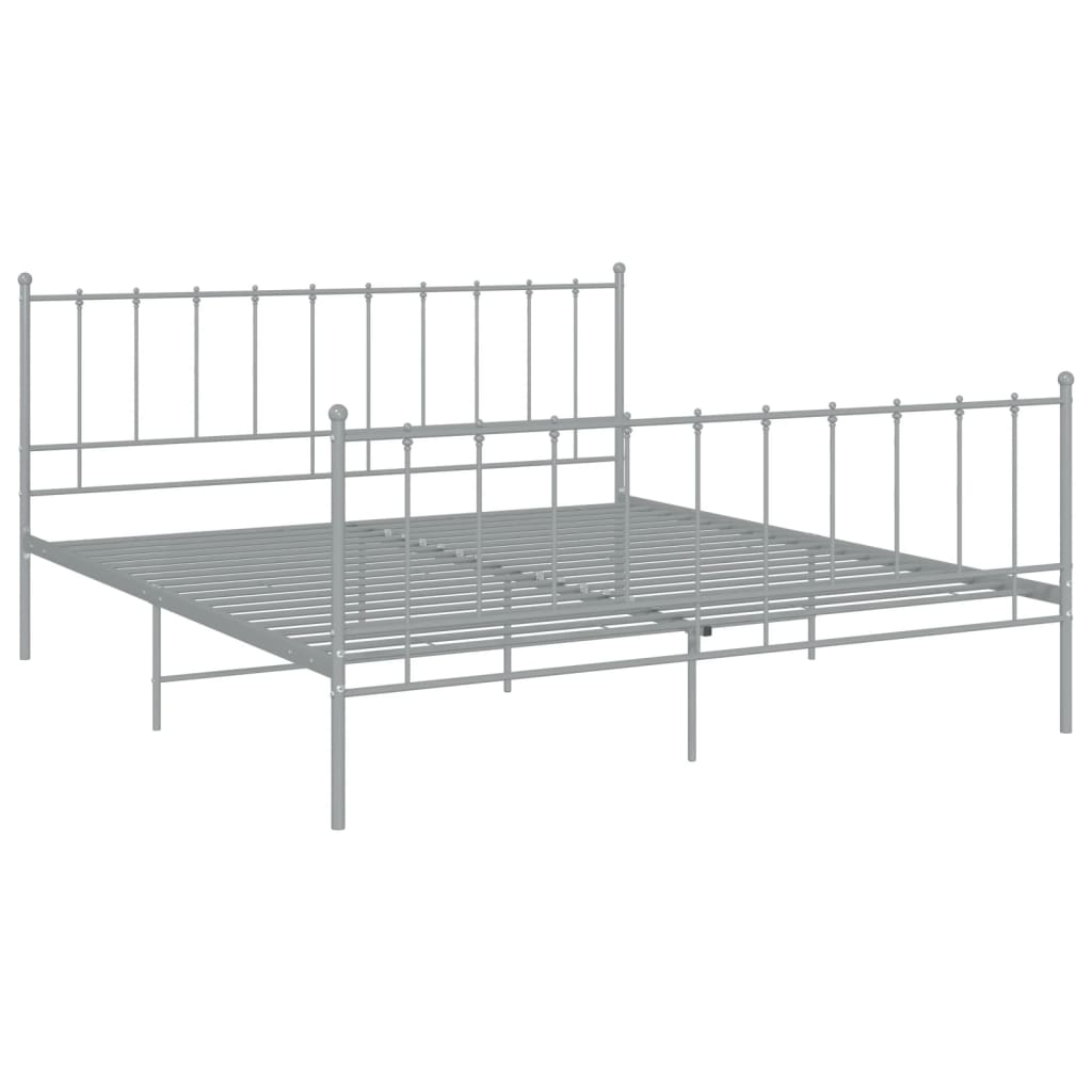 Cadre de lit sans matelas gris métal 200x200 cm - XIOS