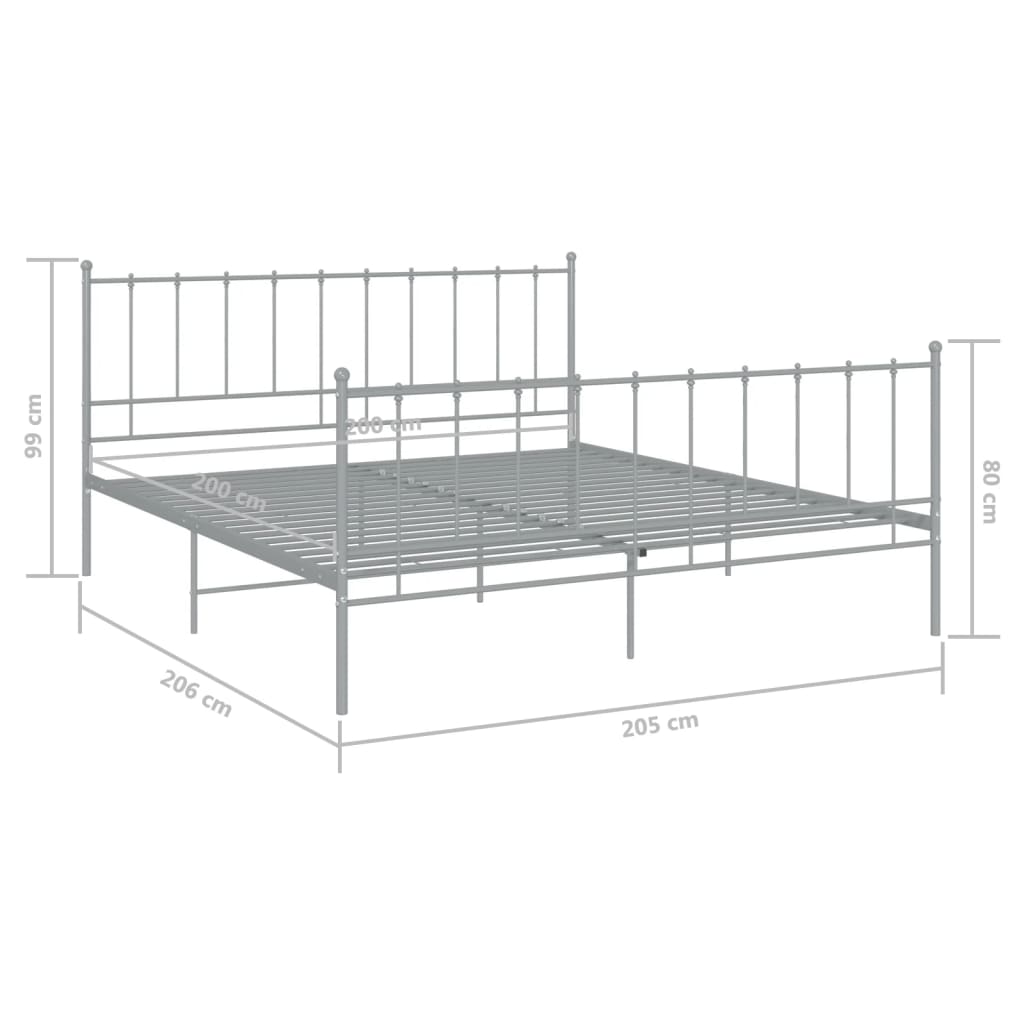 Cadre de lit sans matelas gris métal 200x200 cm - XIOS