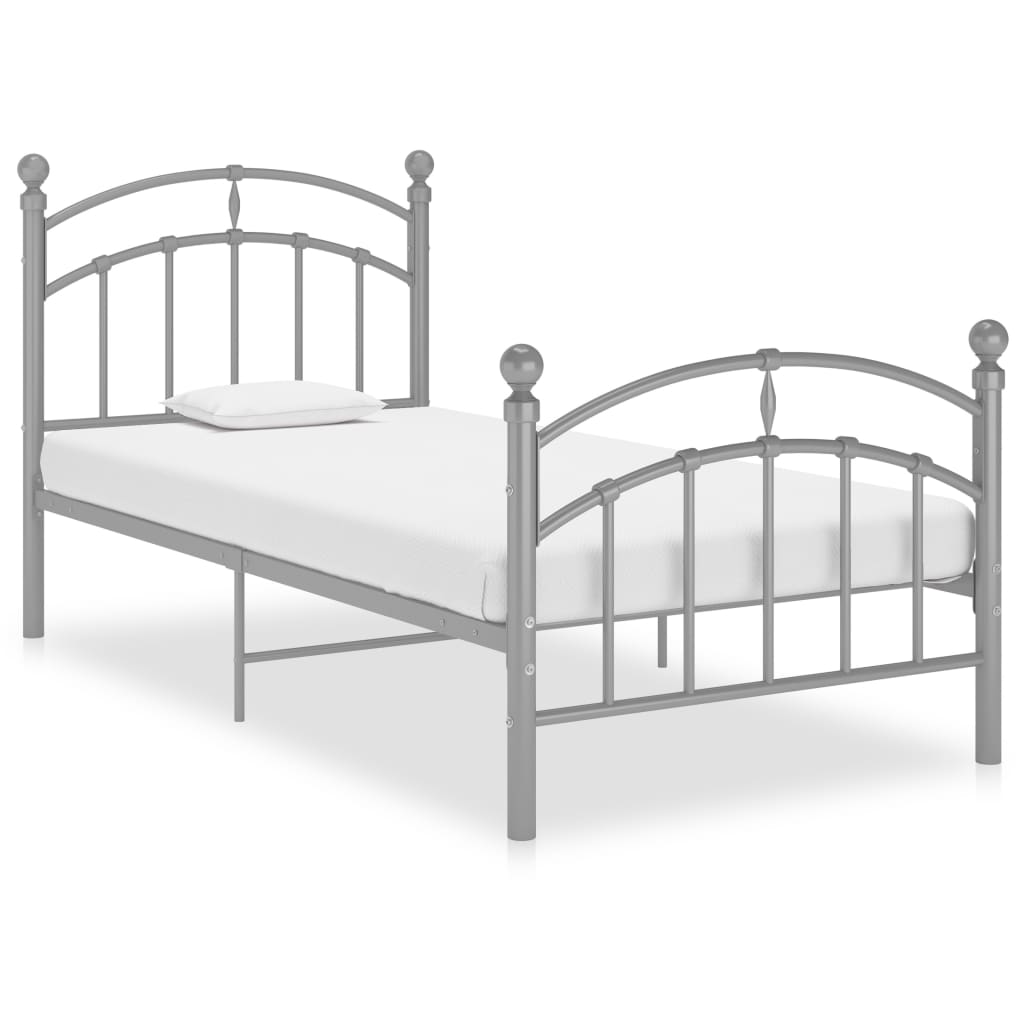 Cadre de lit sans matelas gris métal 90x200 cm - XIOS