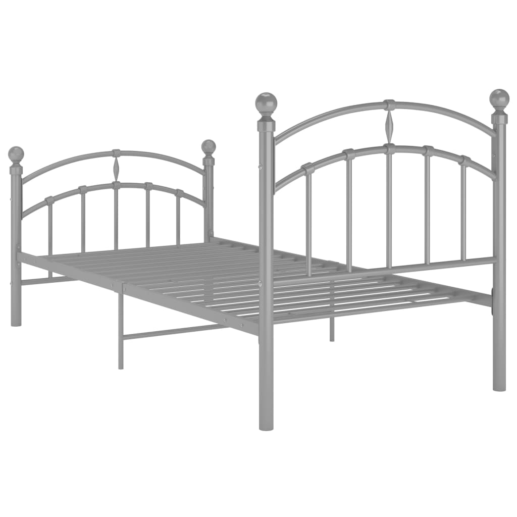 Cadre de lit sans matelas gris métal 90x200 cm - XIOS