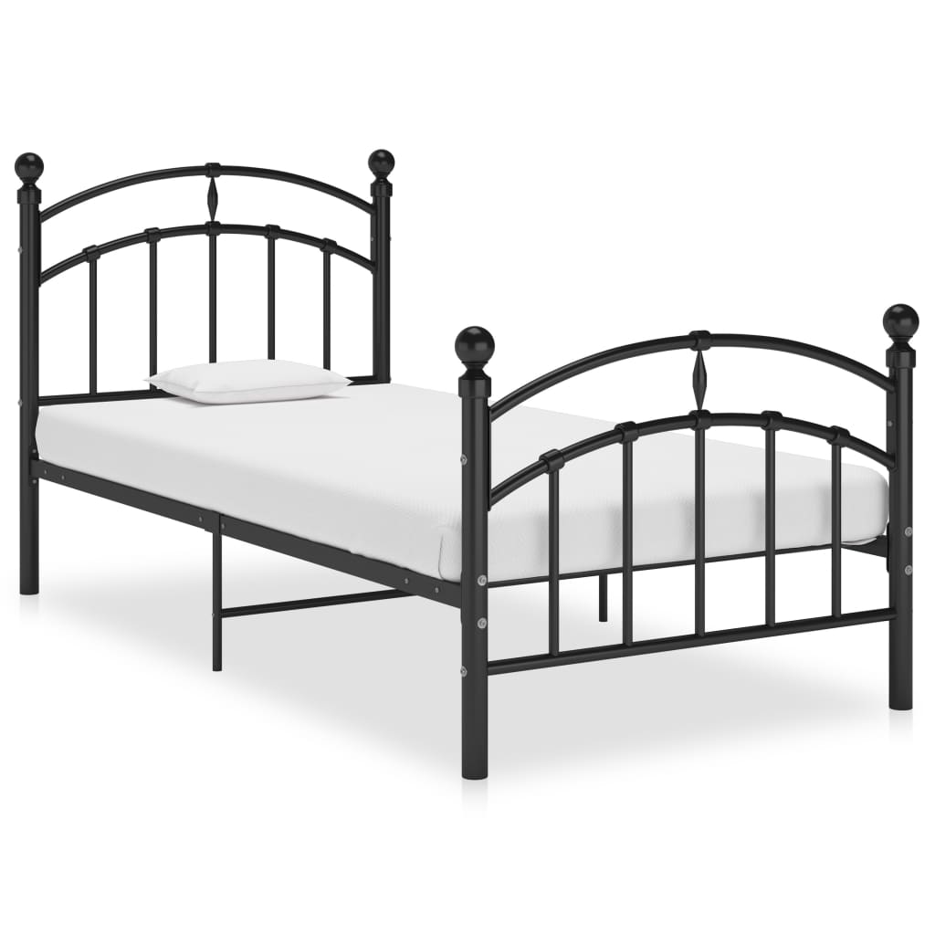 Cadre de lit sans matelas noir métal 100x200 cm - XIOS