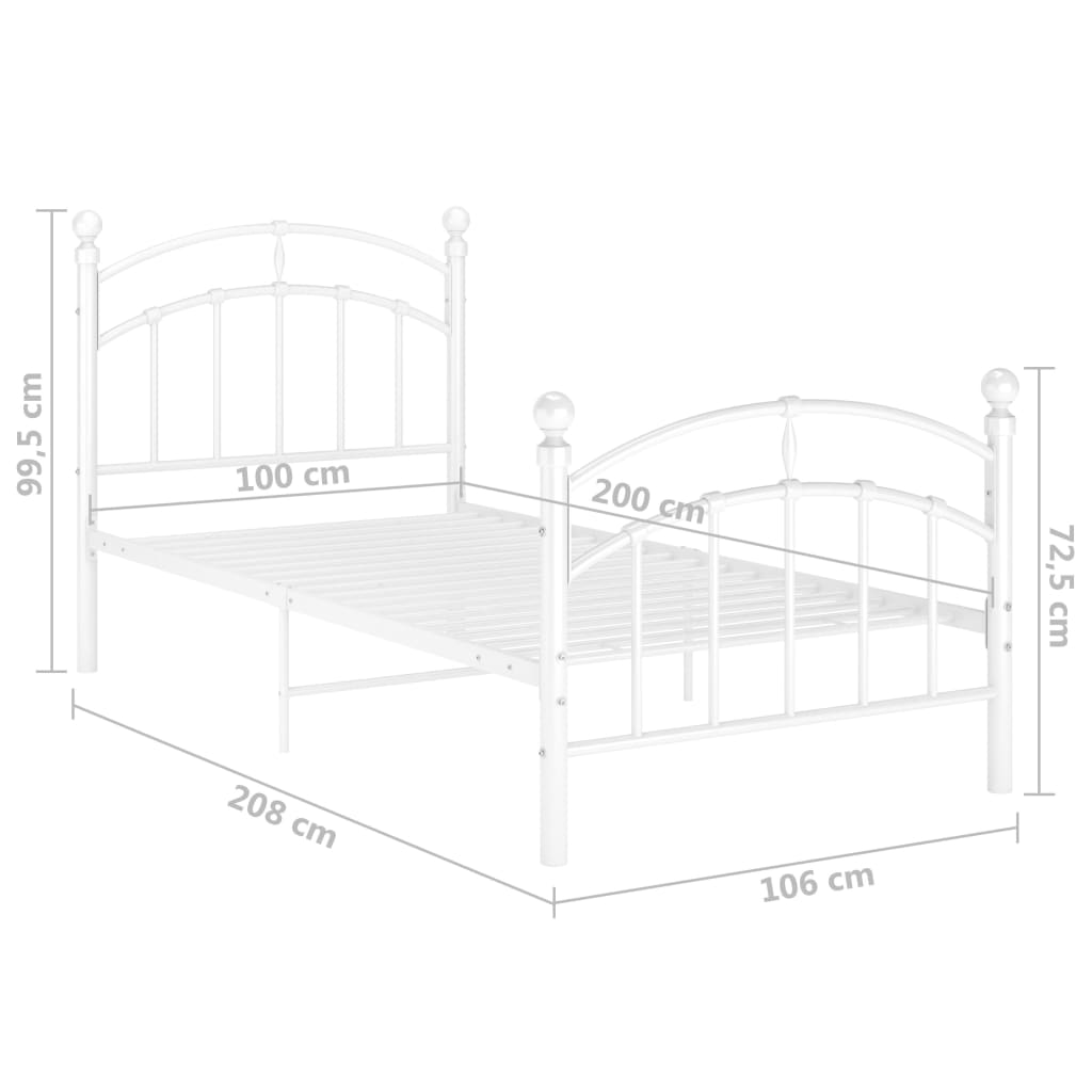 Cadre de lit sans matelas blanc métal 100x200 cm - XIOS