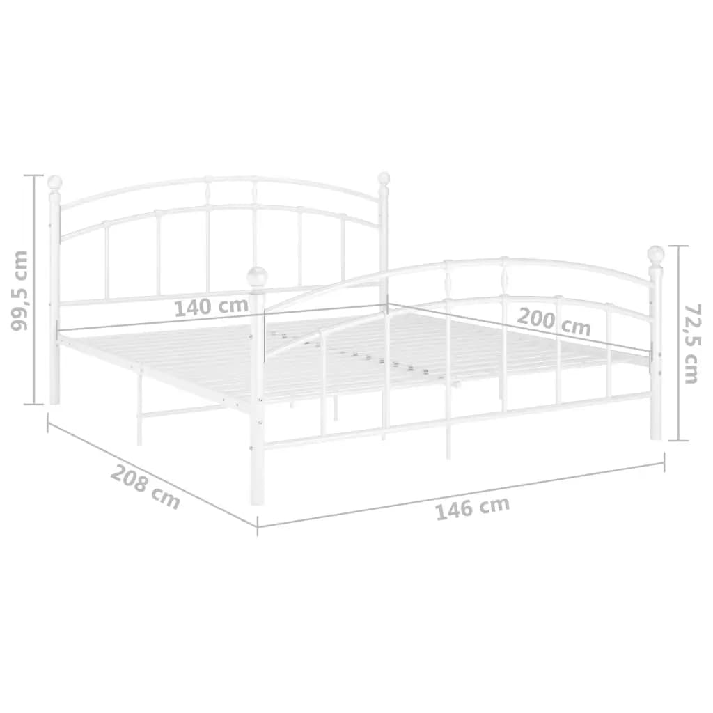 Cadre de lit sans matelas blanc métal 140x200 cm - XIOS