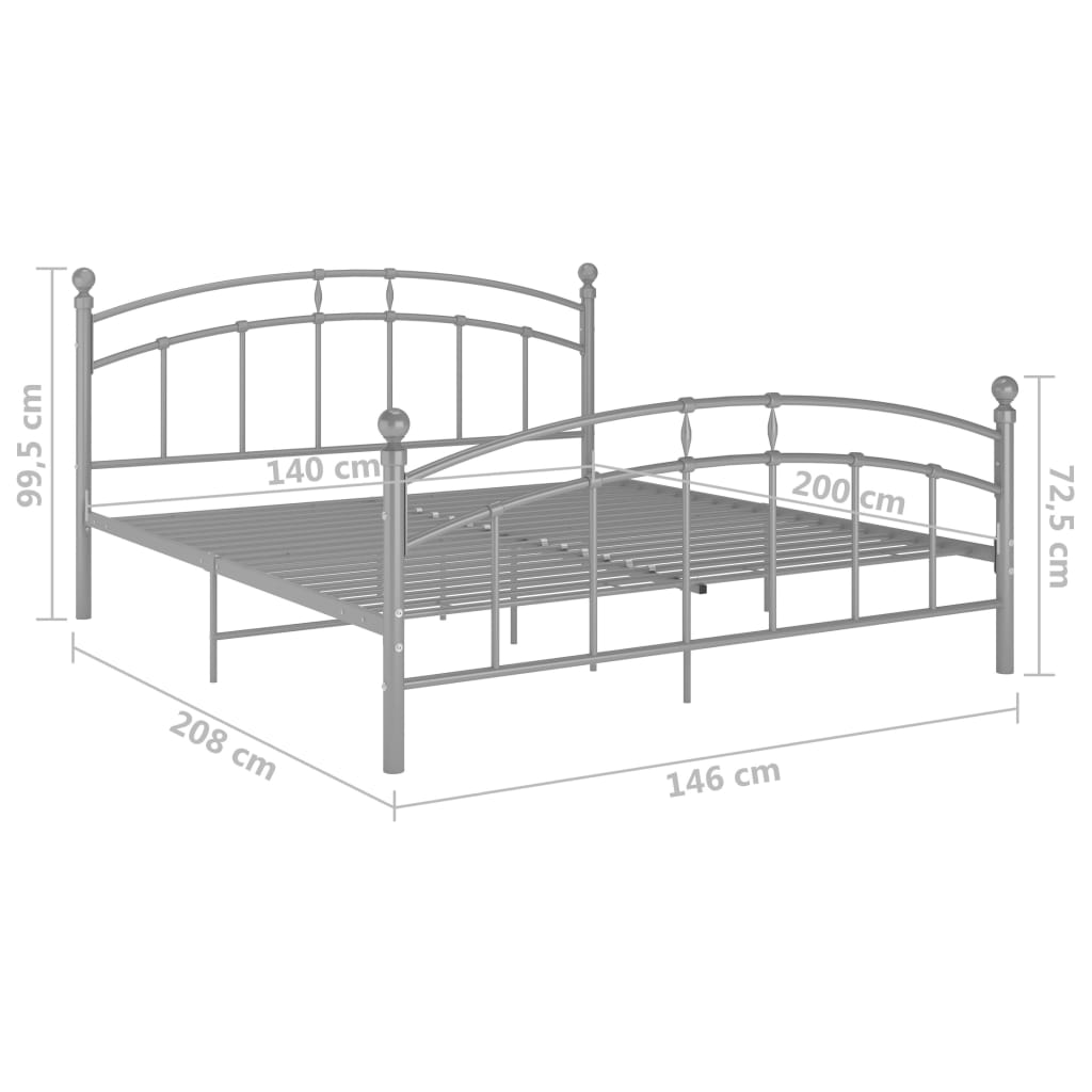 Cadre de lit sans matelas gris métal 140x200 cm - XIOS
