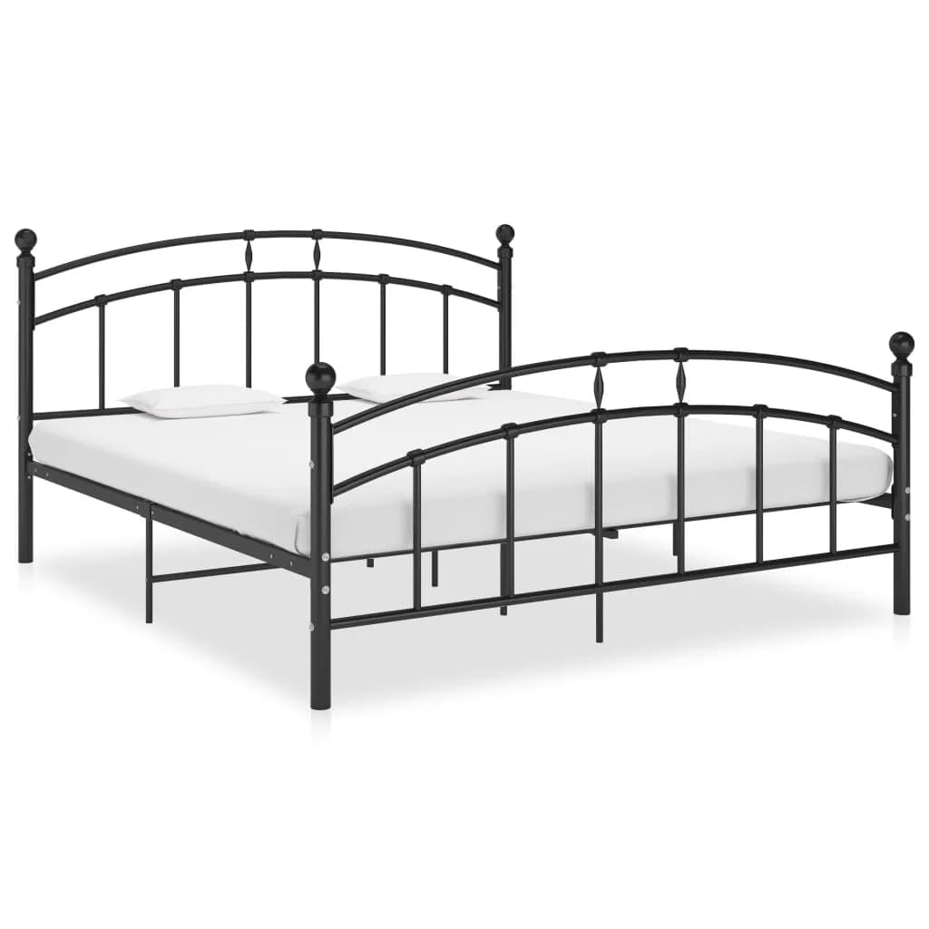 Cadre de lit avec tête de lit sans matelas noir 160x200cm métal - XIOS