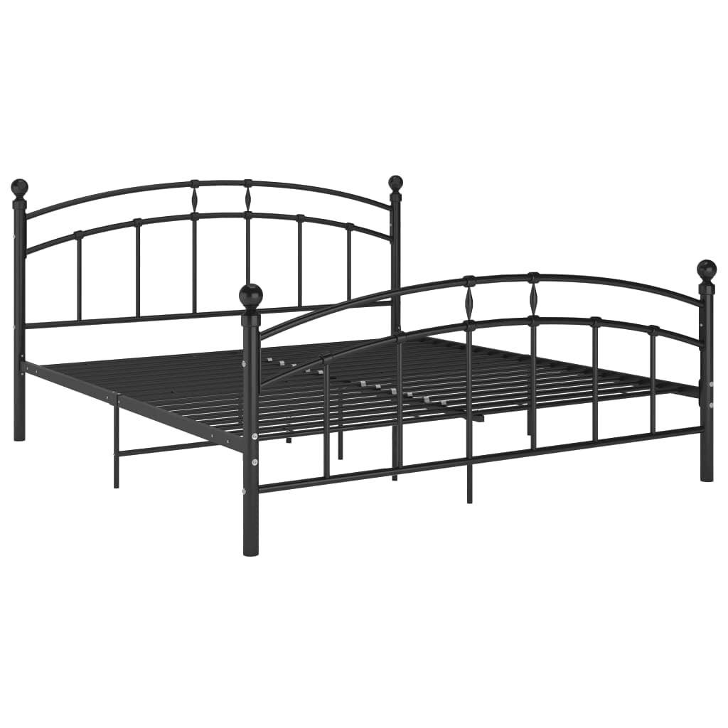 Cadre de lit avec tête de lit sans matelas noir 160x200cm métal - XIOS