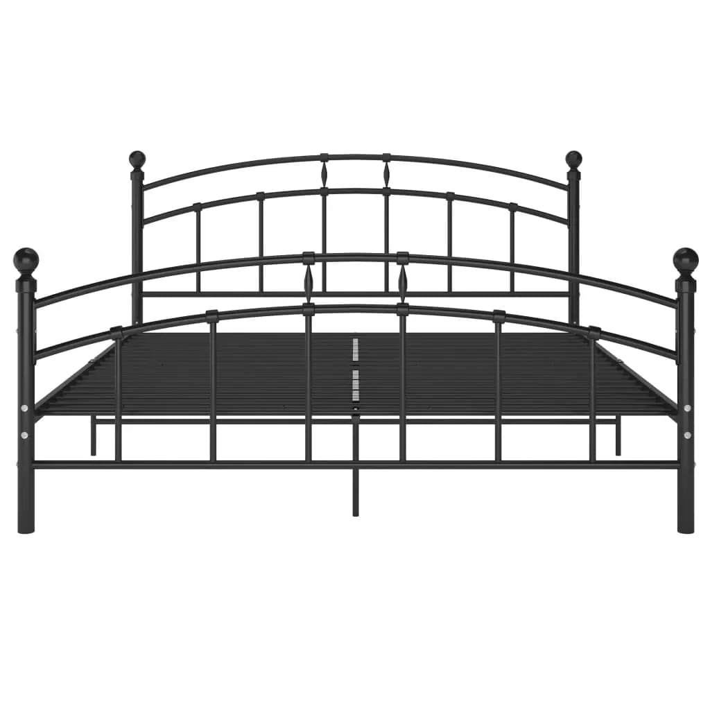 Cadre de lit avec tête de lit sans matelas noir 160x200cm métal - XIOS