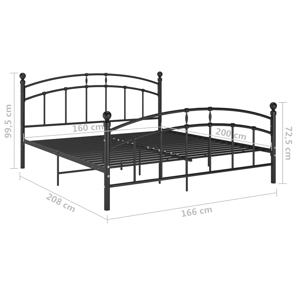 Cadre de lit avec tête de lit sans matelas noir 160x200cm métal - XIOS