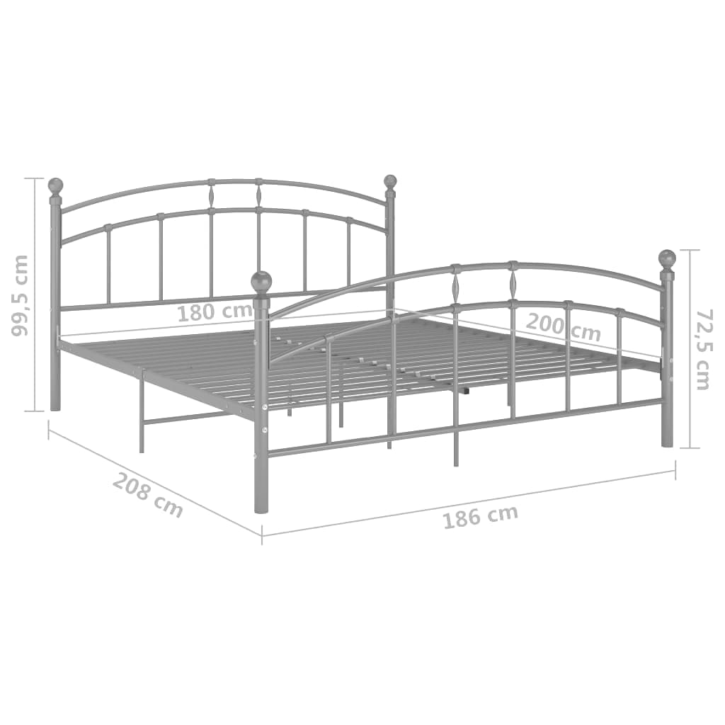 Cadre de lit sans matelas gris métal 180x200 cm - XIOS