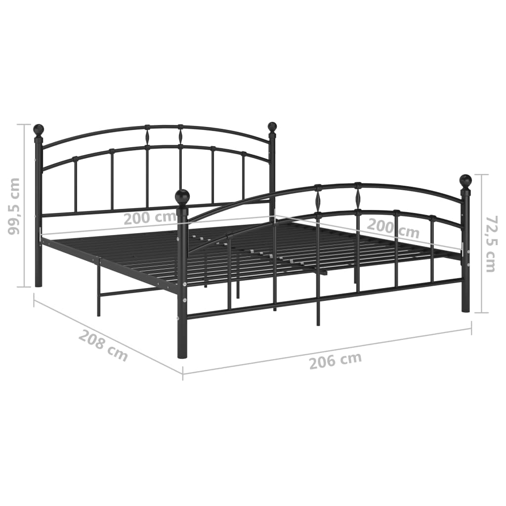 Cadre de lit sans matelas noir métal 200x200 cm - XIOS