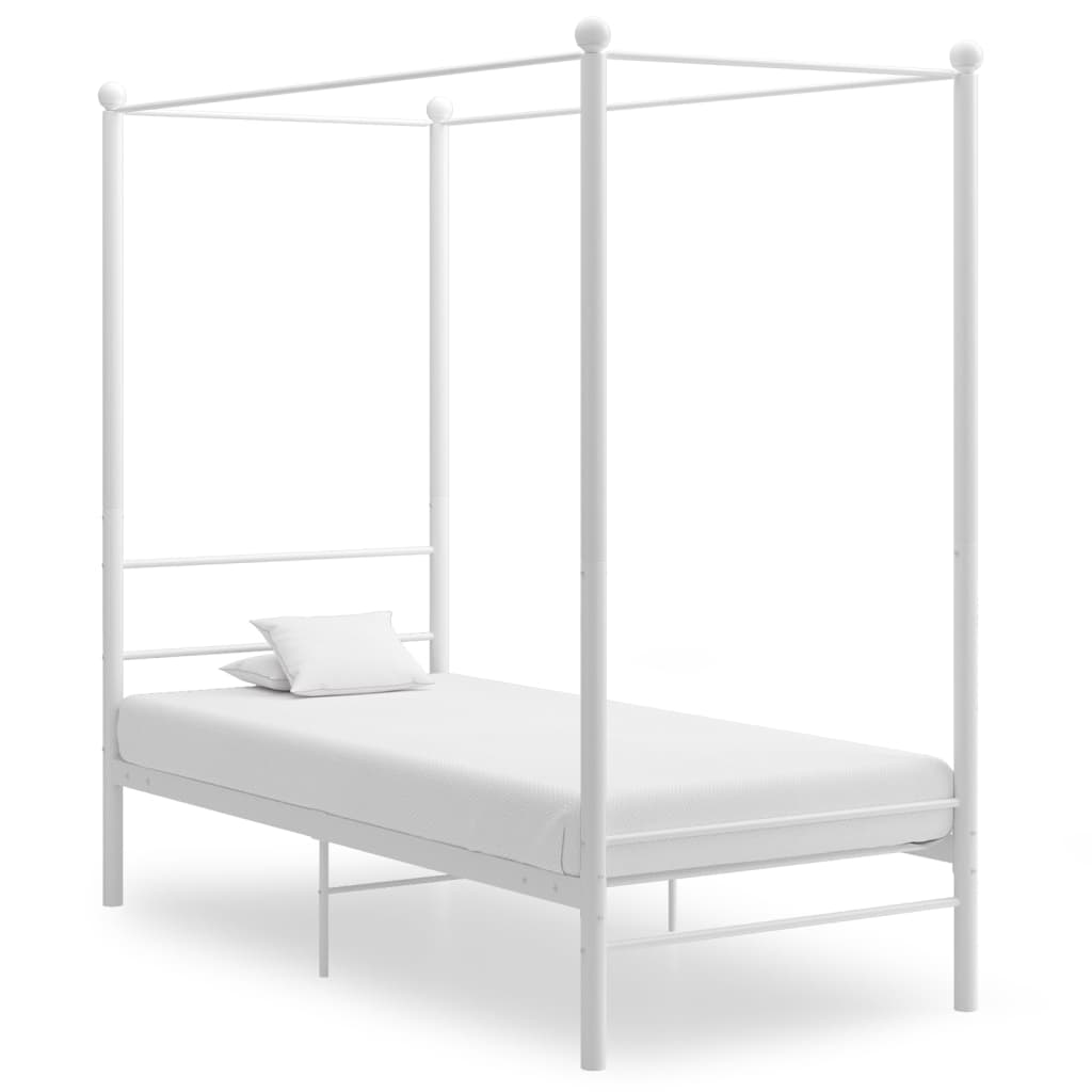 Cadre de lit à baldaquin sans matelas blanc métal 90x200 cm - XIOS