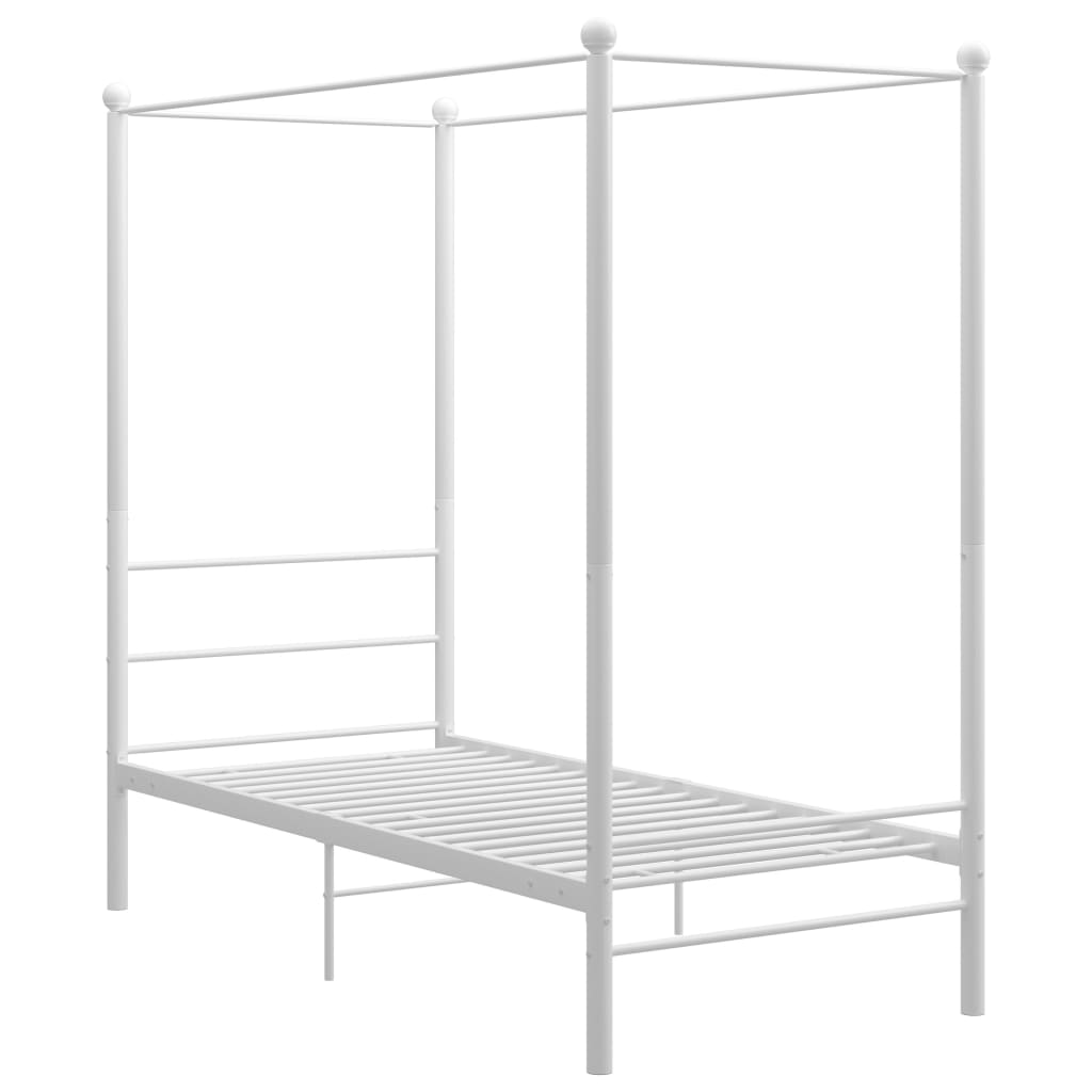 Cadre de lit à baldaquin sans matelas blanc métal 90x200 cm - XIOS