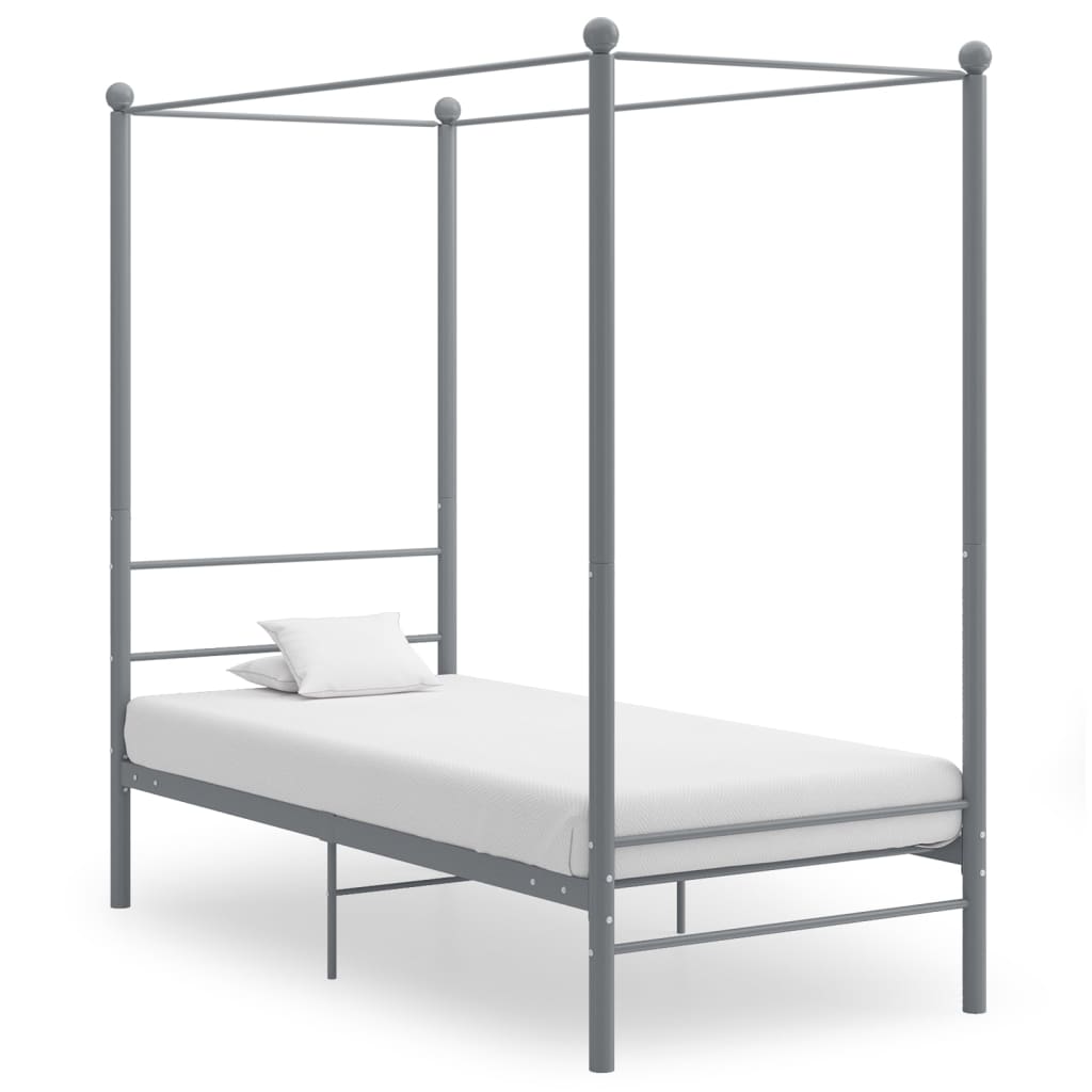 Cadre de lit à baldaquin sans matelas gris métal 90x200 cm - XIOS