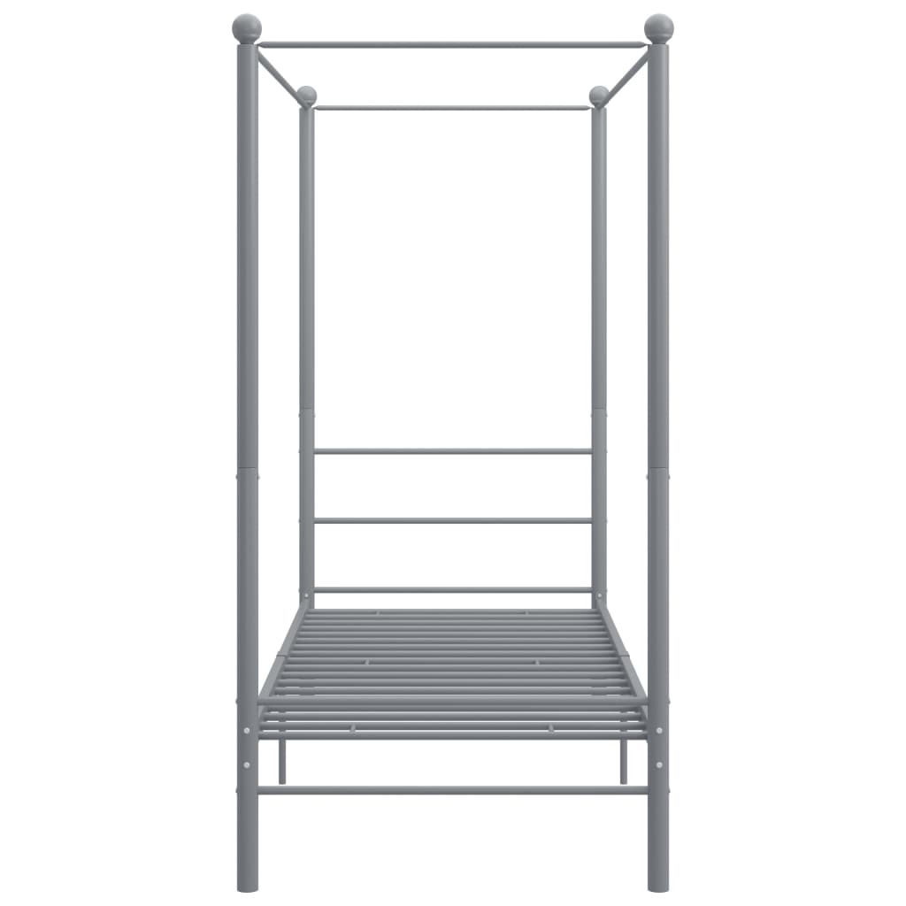 Cadre de lit à baldaquin sans matelas gris métal 90x200 cm - XIOS
