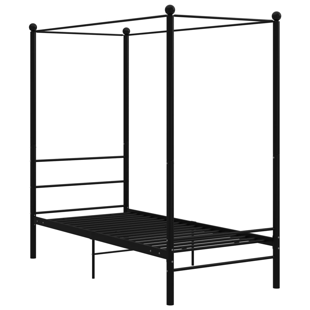 Cadre de lit à baldaquin sans matelas noir métal 100x200 cm - XIOS