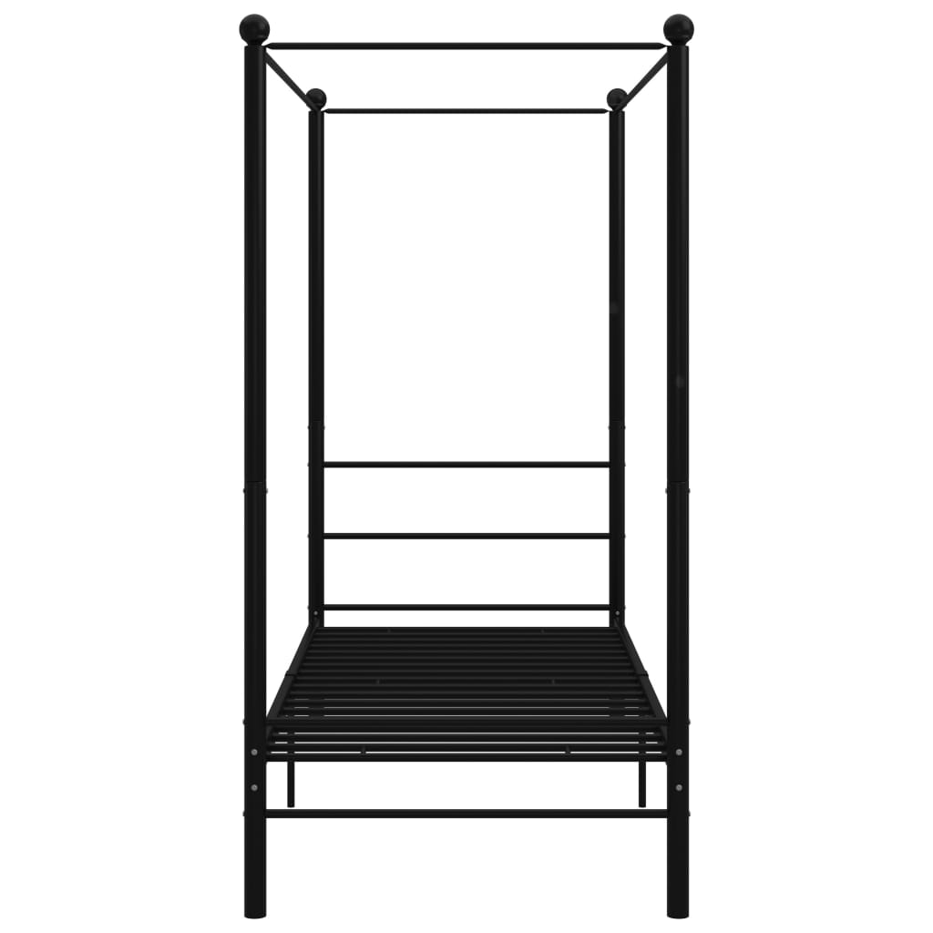 Cadre de lit à baldaquin sans matelas noir métal 100x200 cm - XIOS