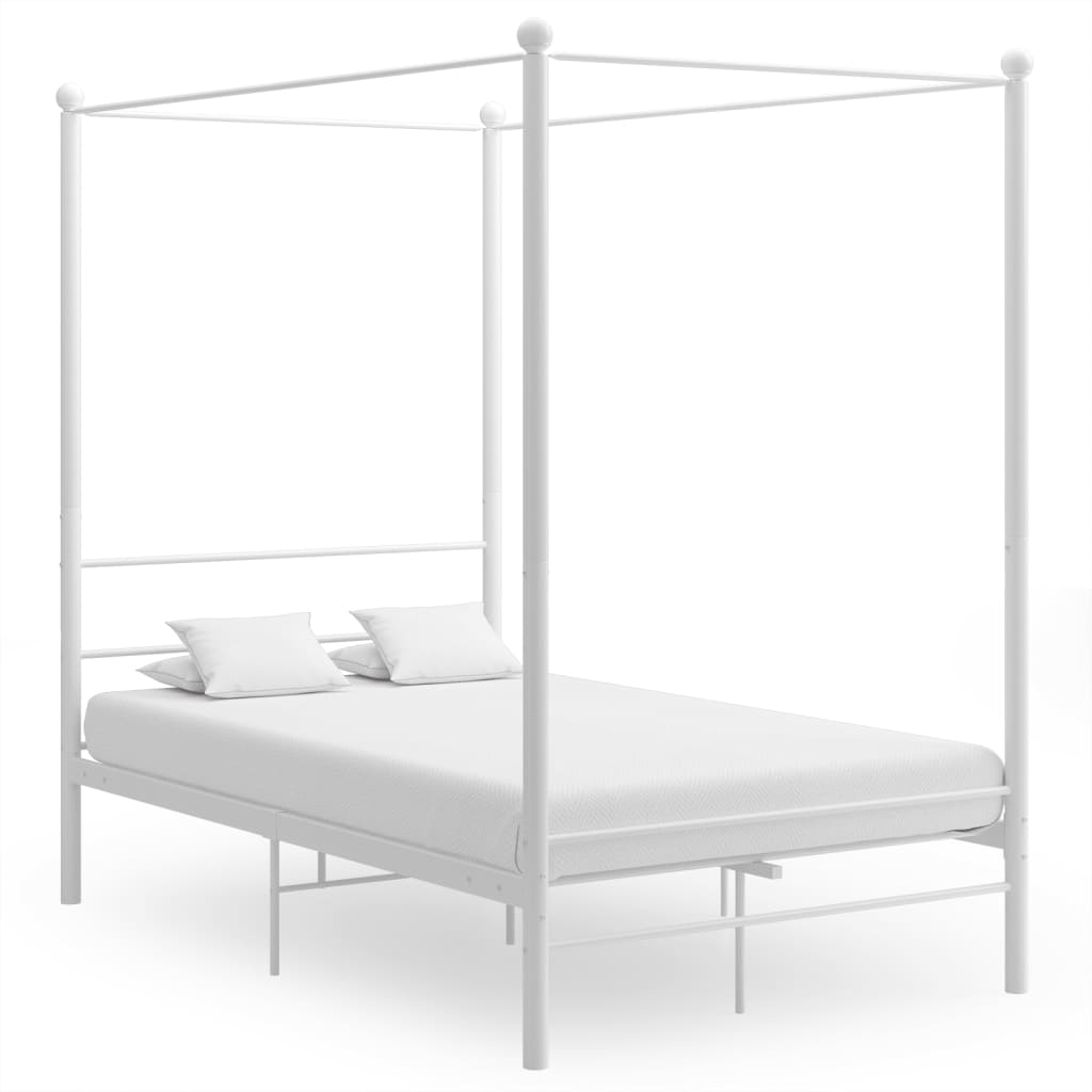 Cadre de lit à baldaquin sans matelas blanc 140x200 cm métal - XIOS