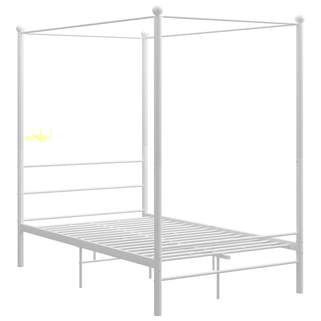 Cadre de lit à baldaquin sans matelas blanc 140x200 cm métal - XIOS