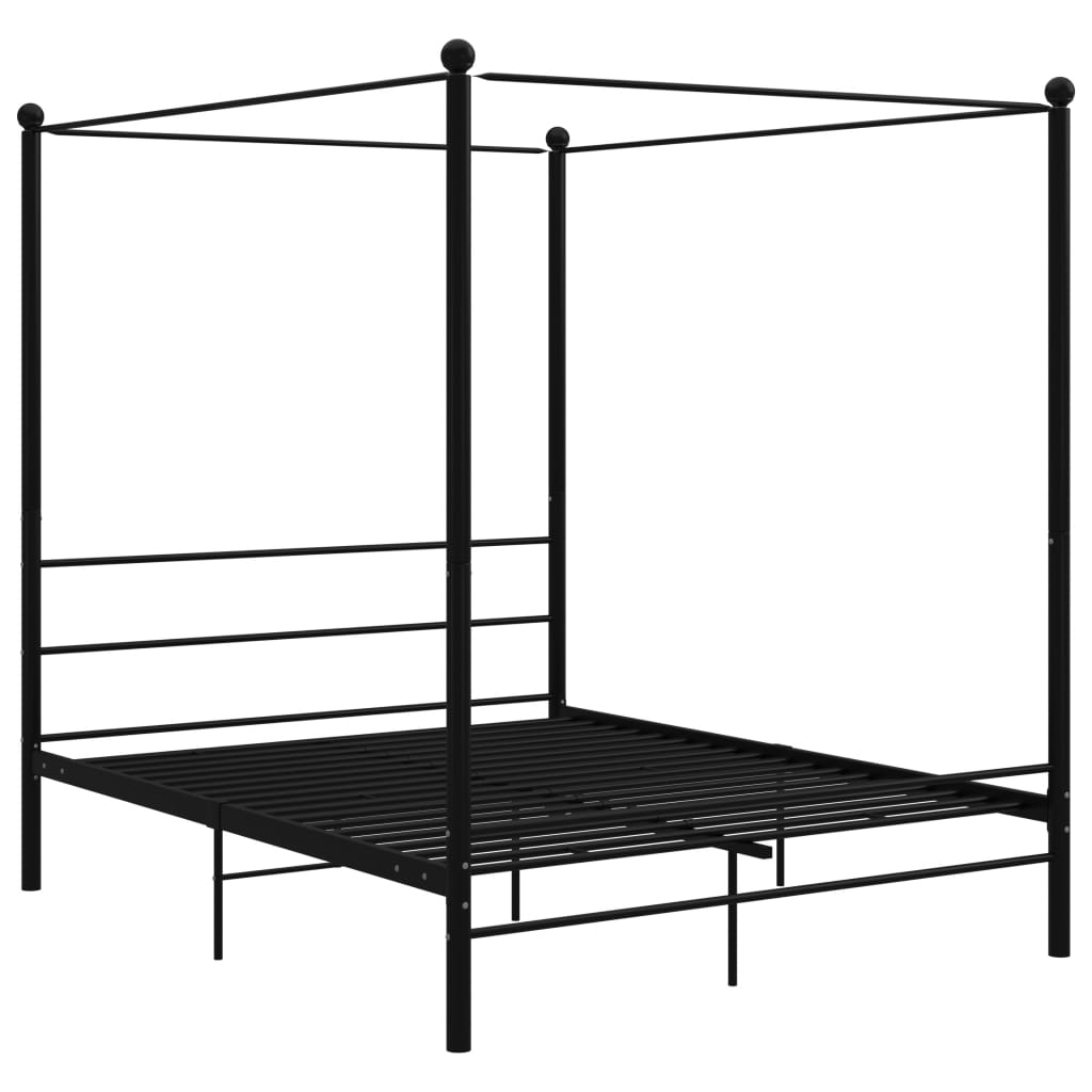 Cadre de lit à baldaquin sans matelas noir 160x200 cm métal - XIOS