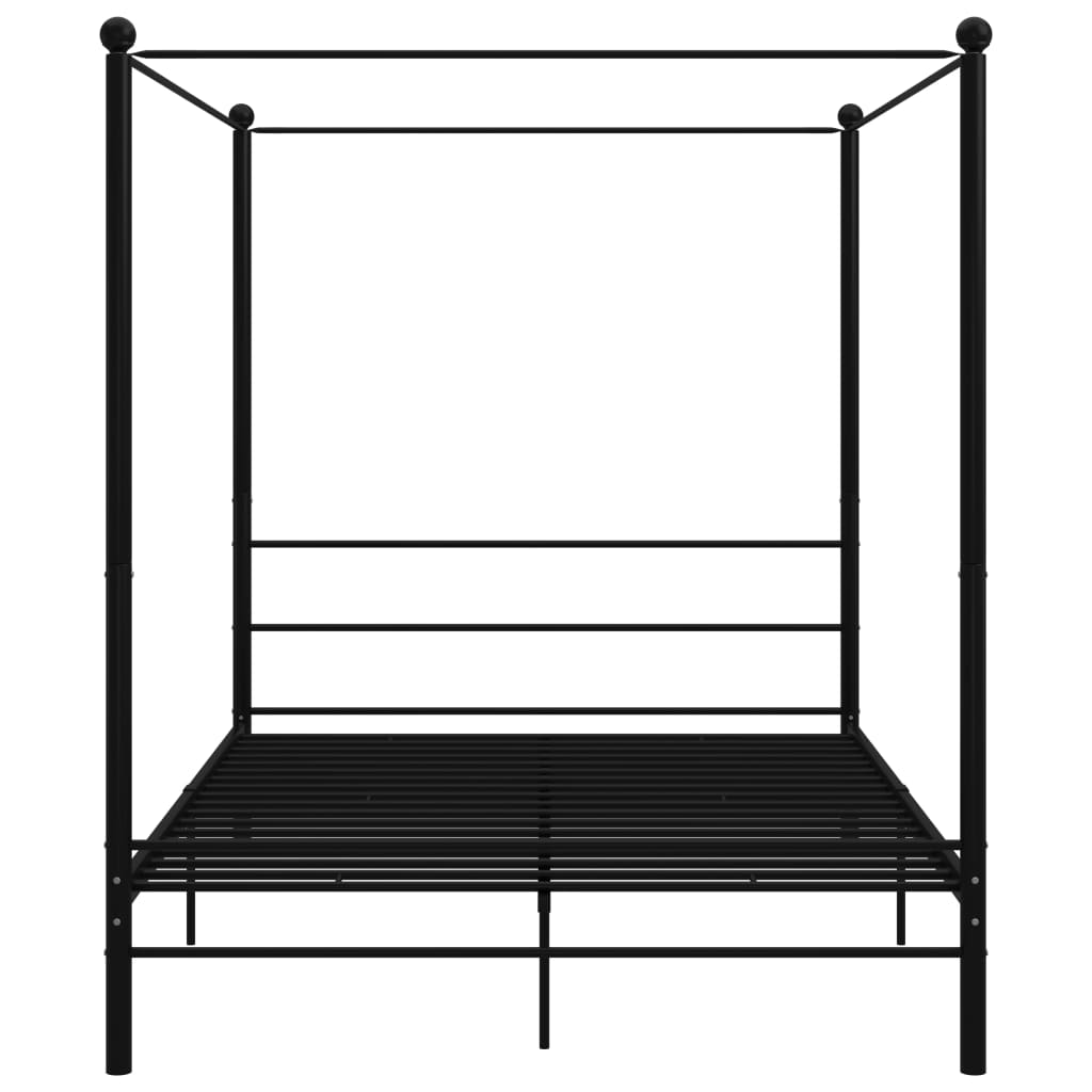Cadre de lit à baldaquin sans matelas noir 160x200 cm métal - XIOS