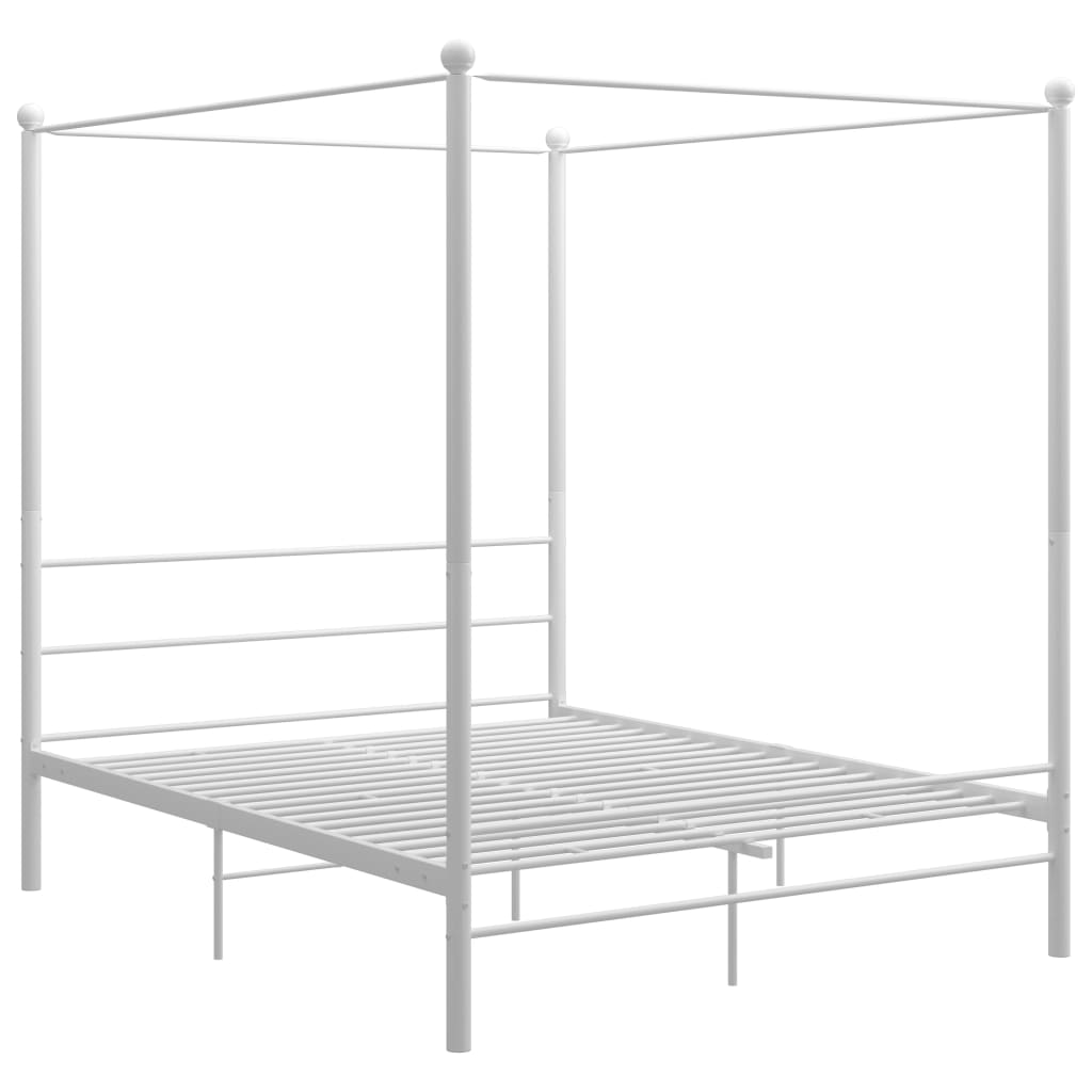 Cadre de lit à baldaquin sans matelas blanc 160x200 cm métal - XIOS