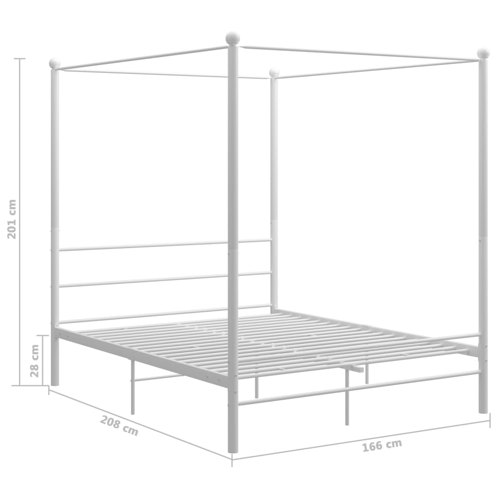 Cadre de lit à baldaquin sans matelas blanc 160x200 cm métal - XIOS