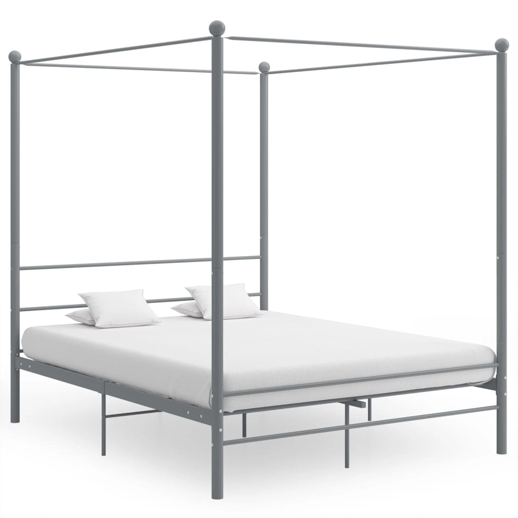 Cadre de lit à baldaquin sans matelas gris métal 160x200 cm - XIOS