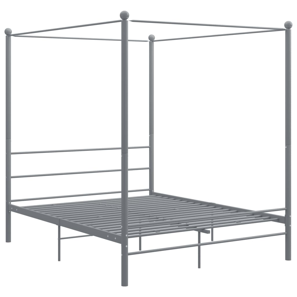 Cadre de lit à baldaquin sans matelas gris métal 160x200 cm - XIOS