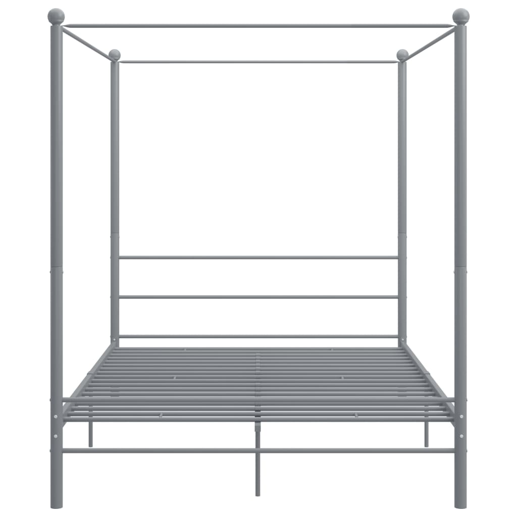 Cadre de lit à baldaquin sans matelas gris métal 160x200 cm - XIOS