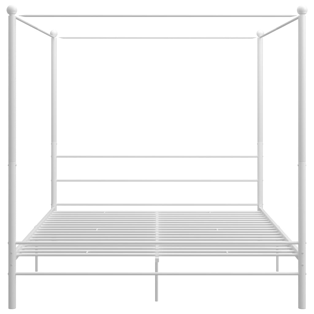 Cadre de lit à baldaquin sans matelas blanc métal 180x200 cm - XIOS