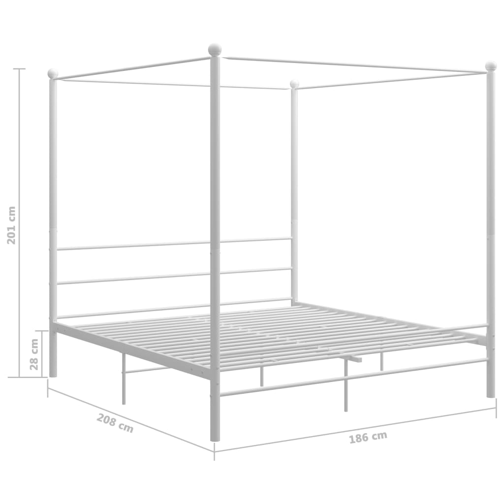 Cadre de lit à baldaquin sans matelas blanc métal 180x200 cm - XIOS
